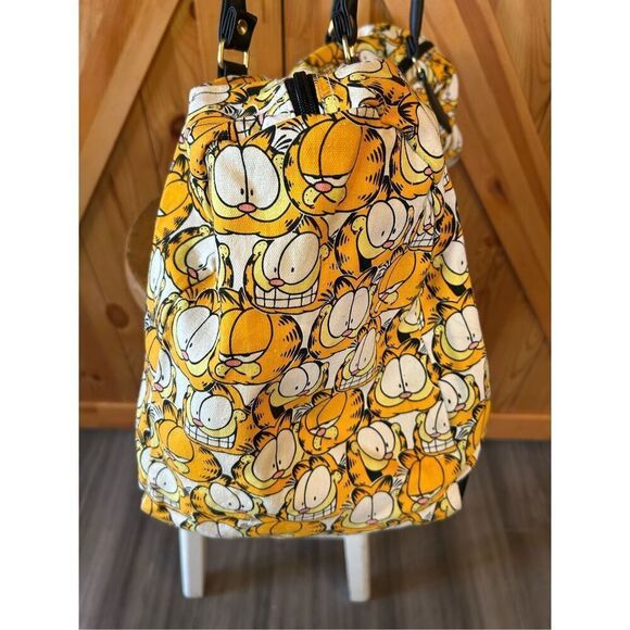 Garfield Faces Shoulder Strap Vintage Tote Bag Zipper Duffel Purse - Picture 6 of 12
